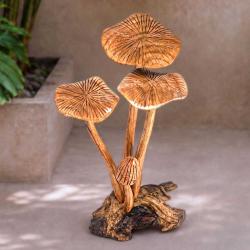 Hand-Carved Four Toadstool Sculpture (50cm)