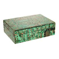 Wooden box, recycled circuit board, 15.5x10.5x5cm