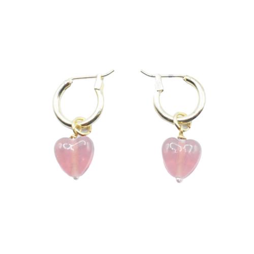 Earrings Glass Heart Peach
