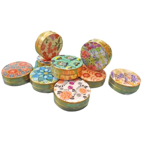 Set of 10 Pill Boxes Assorted Designs Floral