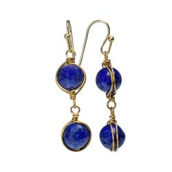 Earrings double drop lapis