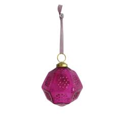 Hanging Tree Decoration Glass Octagon Pink