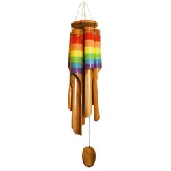 Hanging Bamboo Windchime Rainbow Colours