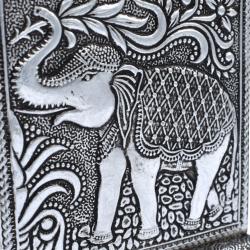 3 small hooks wall hanging aluminium elephant design 11x13x4cm