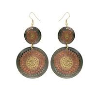 Earrings gold colour, copper 2 circles