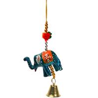 Hanging, blue elephant, with bell