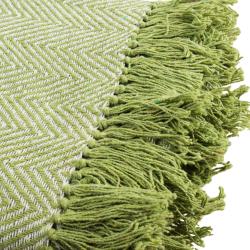 Throw/Bedspread Soft Recycled Material Chevron Design Green 150x125cm