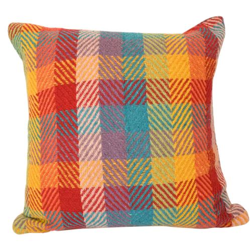 Cushion Cover Soft Recycled Material Multi Coloured Checks 40x40cm
