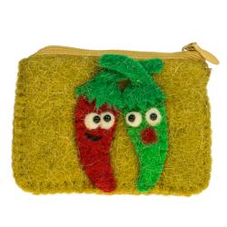 Felt purse red and green chilli