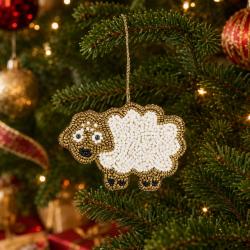 Hanging Christmas Decoration Sheep Beaded 