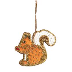 Hanging Christmas Decoration Squirrel Beaded 