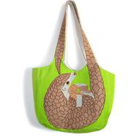 Shoulder bag, cotton, pangolin