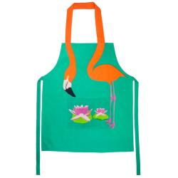 Apron, cotton, flamingo design, one-size to fit adult