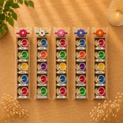 5 Frog Candles in Wooden Holder Assorted Colours
