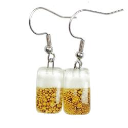 Earrings Recycled Glass Rectangle White Gold 0.8 x 1.5cm