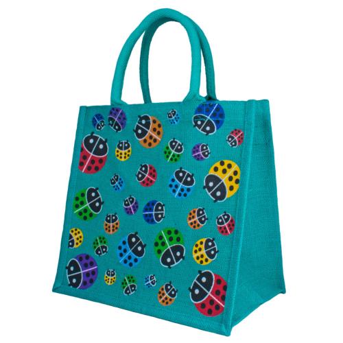 Jute shopping bag, ladybirds