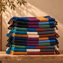 Scarf stripes, mixed textiles,150 x 32cm, assorted colours