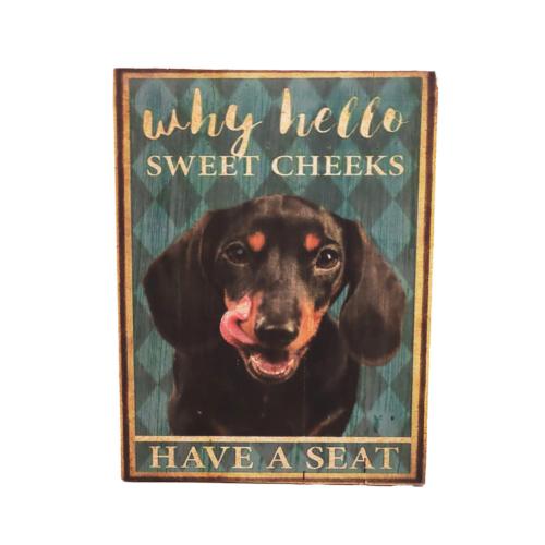 Plaque Albesia Wood Why Hello 15 x 20cm