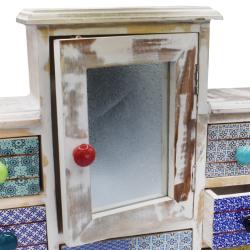 Wooden jewellery cabinet, opening door + 7 mini drawers 40.5 x 30.5 x 11.5cm