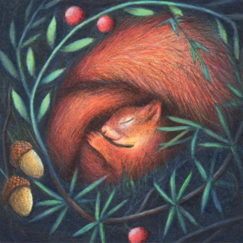 Greetings card "Red Squirrel" 16x16cm