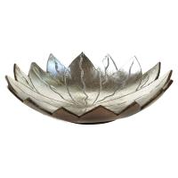 Coconut bowl silver colour lacquer inner, lotus design