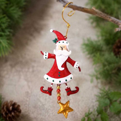 Hanging Decoration, Santa Metal 10x25cm