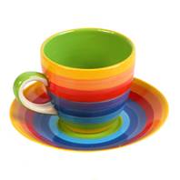 Rainbow ceramic espresso cup and saucer