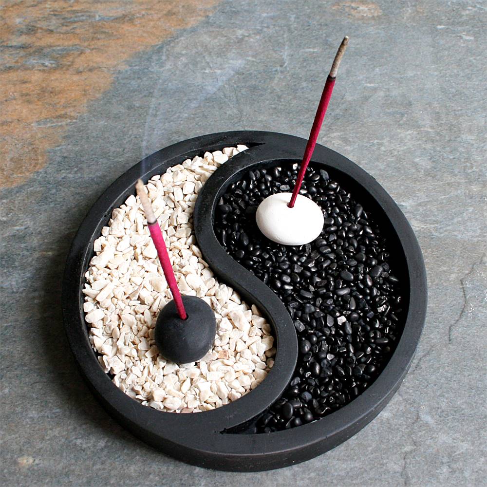 Incense gift set, yin yang base, 15cm diam