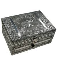Aluminium jewellery/trinket box, elephant, 17.5x12.5x8.5cm