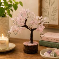 Crystal Tree Rose Quartz with Hearts 20cm height