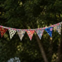 Recycled Cotton Patchwork Bunting 17 Triangles