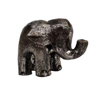 Wooden elephant silver colour, 12 x 10 x 9cm 