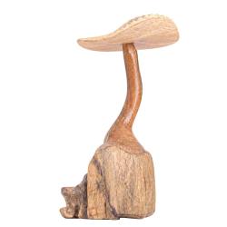 Handcrafted Wooden Flat Cap Toadstool Sculpture