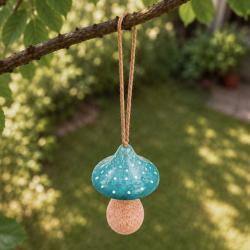 Handcrafted Green Woodland Toadstool Hanging Decoration