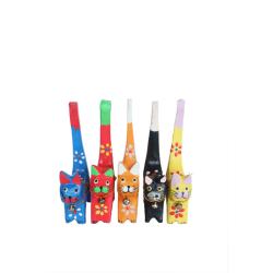 Set of 60 handcarved Cat statues, 3x6x10cm each, with handpainted flower design