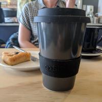 Reusable travel cup, biodegradable, charcoal