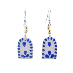 Earrings Kisii Stone Arch with Blue Flower