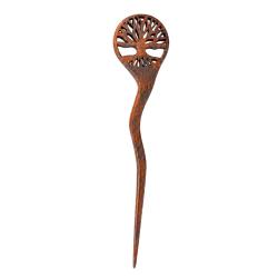 Hand-Carved Rosewood Tree of Life Hair Pin