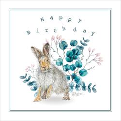 Greetings card, Happy Birthday, White Mountain Hare