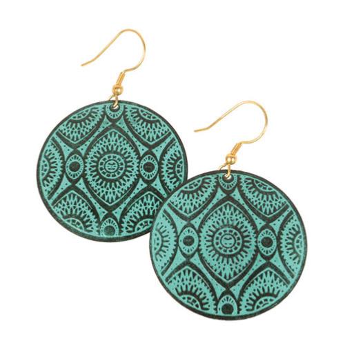 Earrings round metal light turquoise