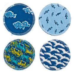 Set of 4 reusable makeup removers, wildlife designs