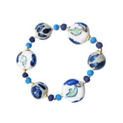 Bracelet Ceramic Beads Blues