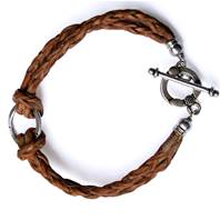 Bracelet, men’s/unisex, plaited brown leather