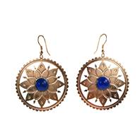 Earrings, rose gold coloured mandala, bead in centre