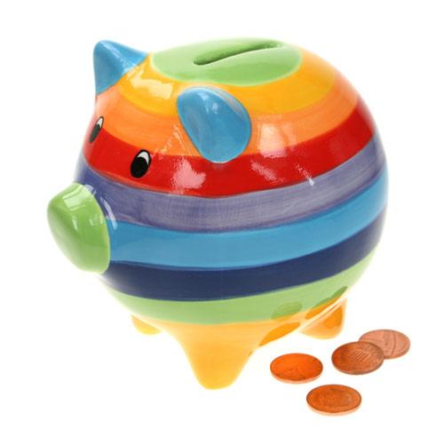 Rainbow money box pig
