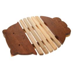 Wooden trivet / pan stand, owl shape 24x18x2cm