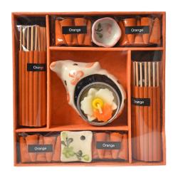 Orange incense and candle gift set with elephant shaped t-light, 15x15 cm
