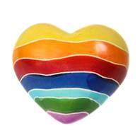 Stone heart pebble rainbow 5cm