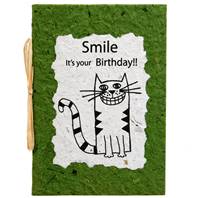 Birthday card, cat, green