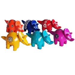 Kisii stone triceratops, set of 6, 6cm